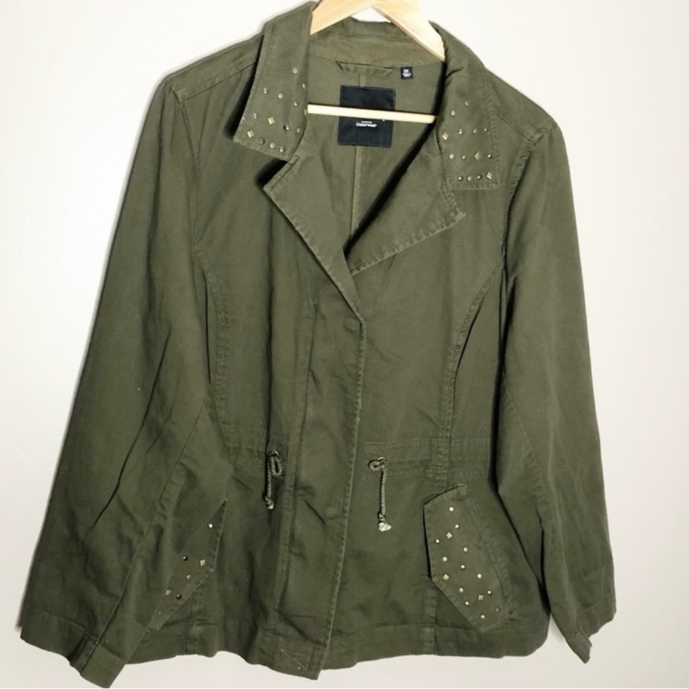 Relativity Outerwear Olive Green Embellished Utility Jacket, size 2X